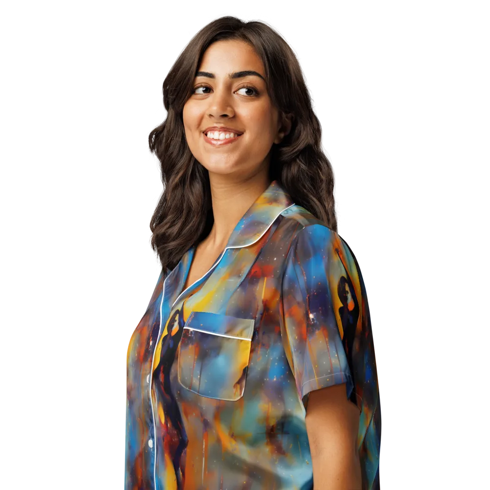 Cobalt Vogue on Women's Short Sleeve Pajama Top — Left Front