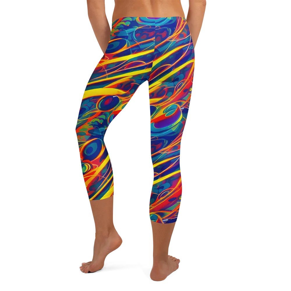 Abstract Blaze on Capri Leggings — Back