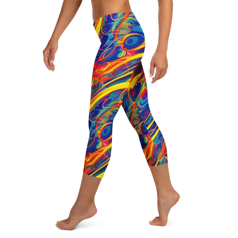 Abstract Blaze on Capri Leggings — Left