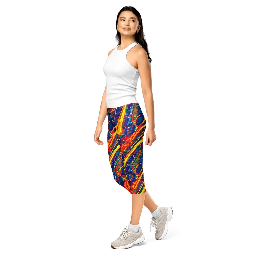 Abstract Blaze on Capri Leggings — Left Front