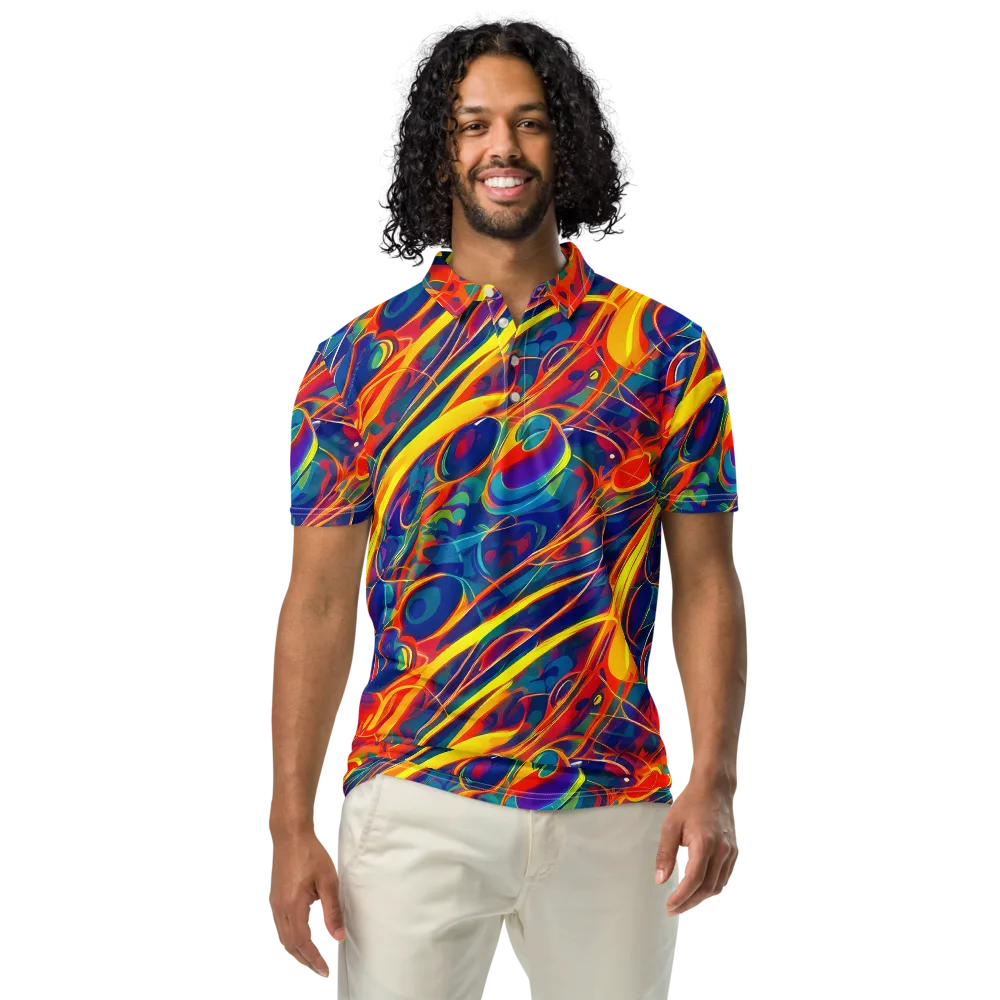 Abstract Blaze on Men's Slim Fit Polo Shirt — Front