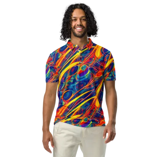 Abstract Blaze on a Men's Slim Fit Polo Shirt