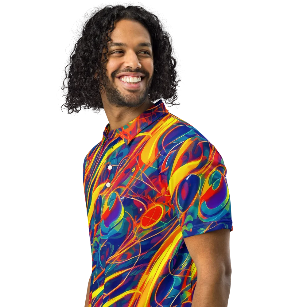 Abstract Blaze on Men's Slim Fit Polo Shirt — Left Front