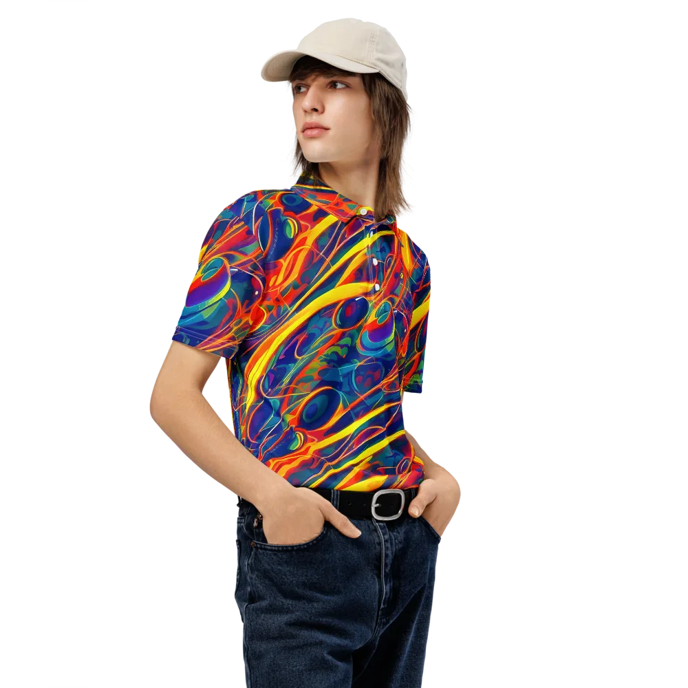Abstract Blaze on Men's Slim Fit Polo Shirt — Right Front