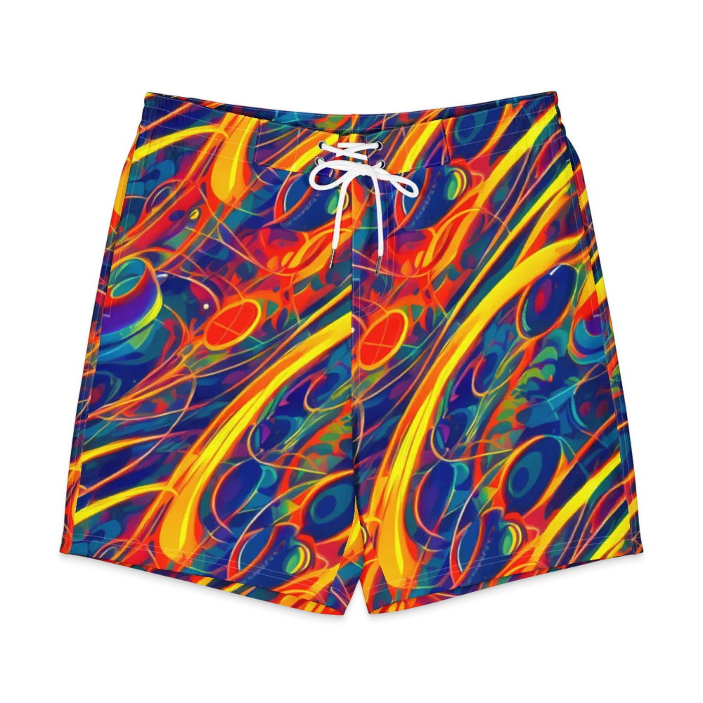 Abstract Blaze on Men's Board Shorts — Front