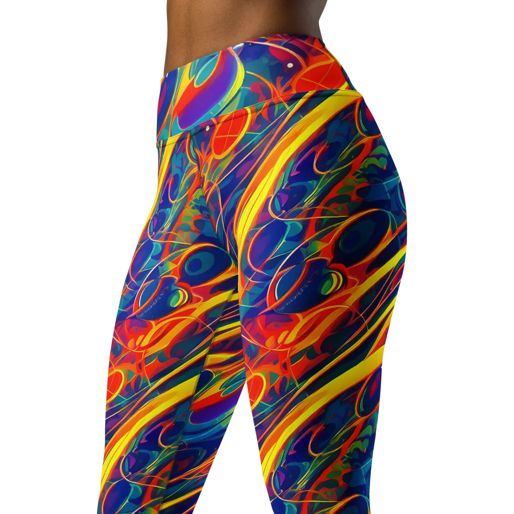 Abstract Blaze on Yoga Leggings — Left Front