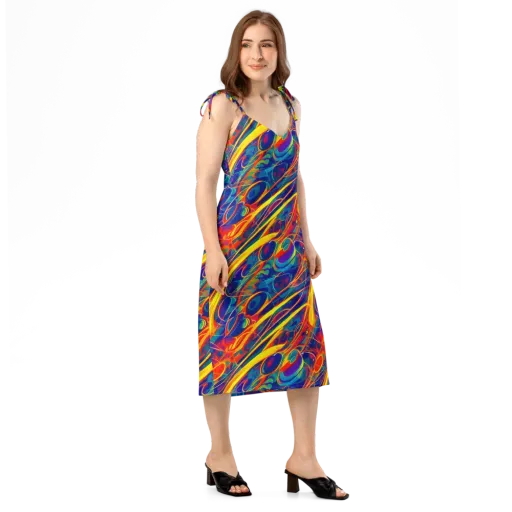 Abstract Blaze on a Slip Dress