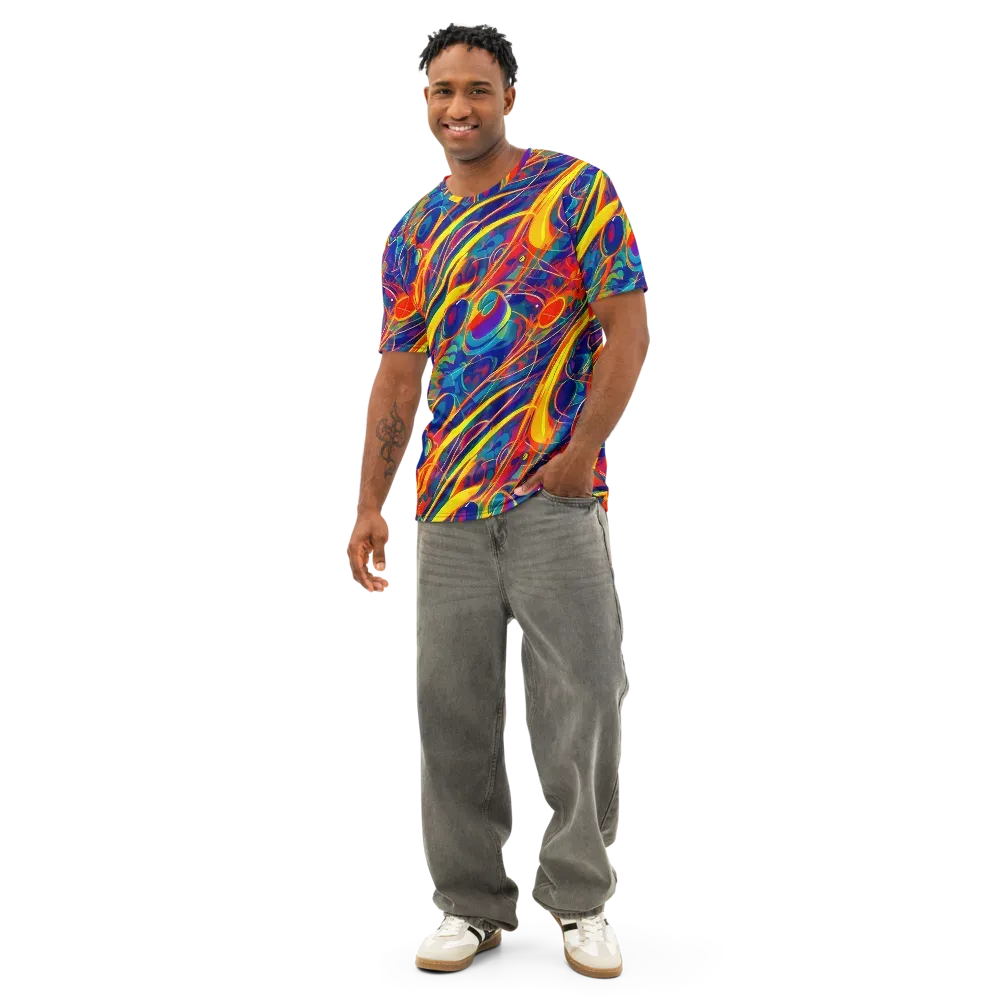 Abstract Blaze on Men's Cotton Crew Neck T-Shirt — Front