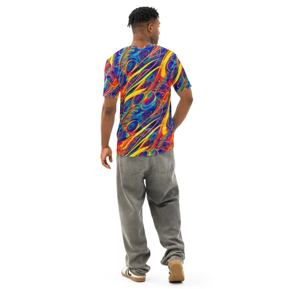 Abstract Blaze on Men's Cotton Crew Neck T-Shirt — Back