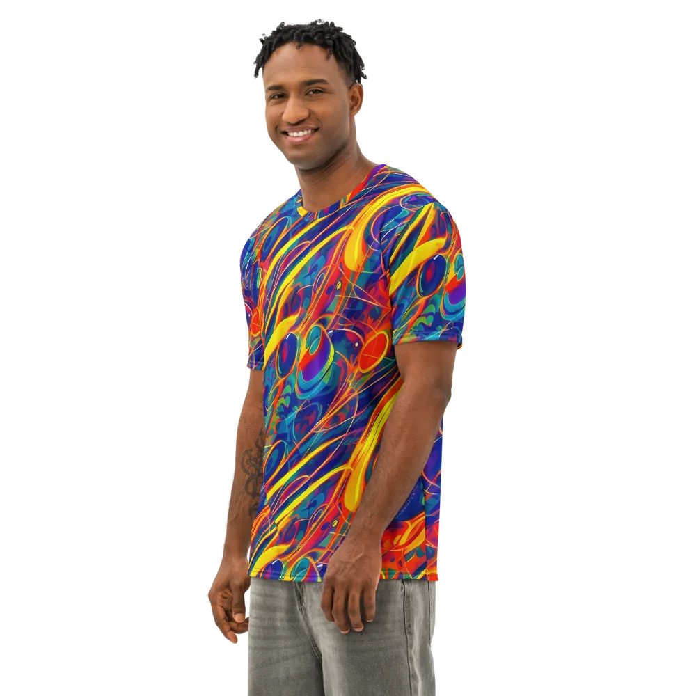Abstract Blaze on Men's Cotton Crew Neck T-Shirt — Left Front