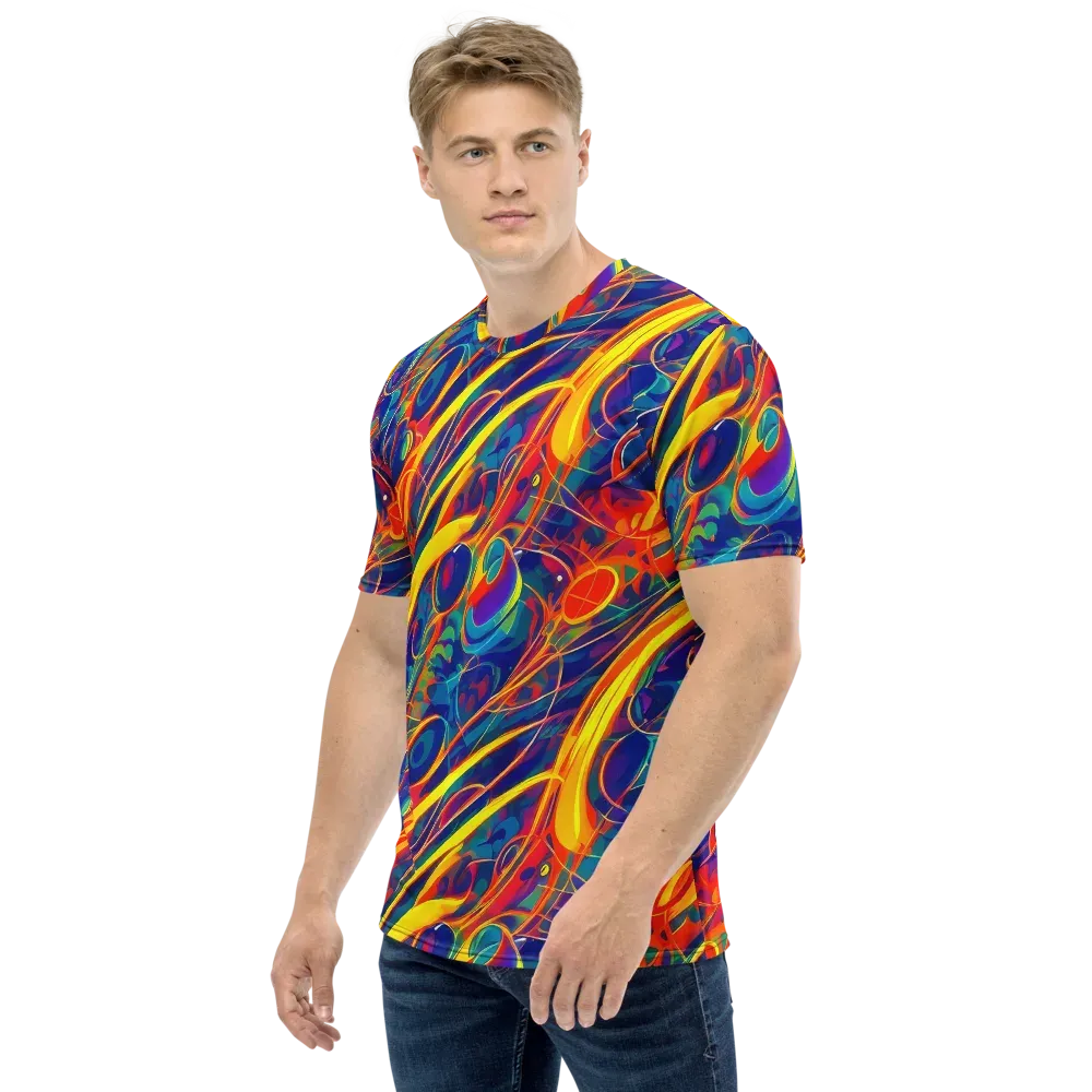 Abstract Blaze on Men's Crew Neck T-Shirt — Left