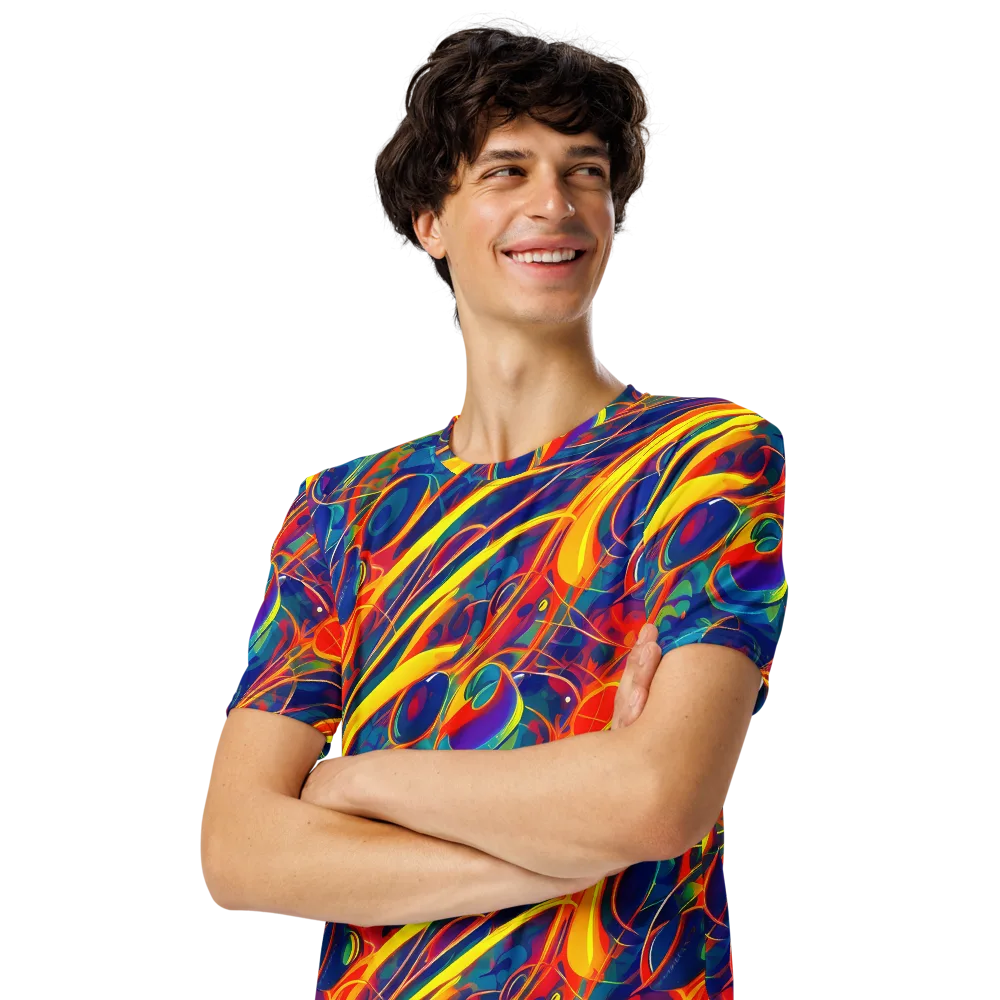 Abstract Blaze on Men's Crew Neck T-Shirt — Left Front