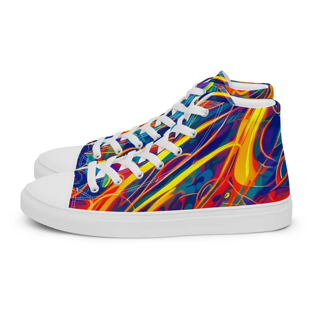 Abstract Blaze on Men's High Top Canvas Shoes — Left