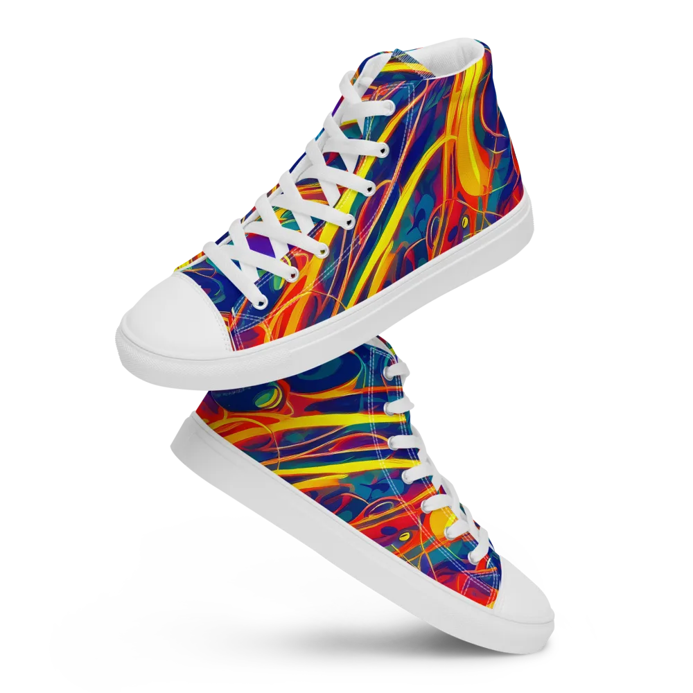Abstract Blaze on Men's High Top Canvas Shoes — Front