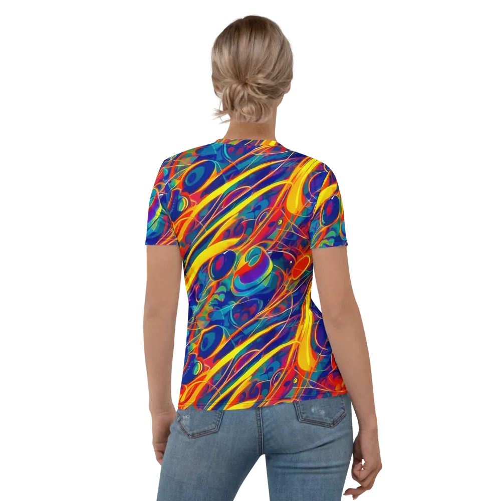 Abstract Blaze on Women's Crew Neck T-Shirt — Back