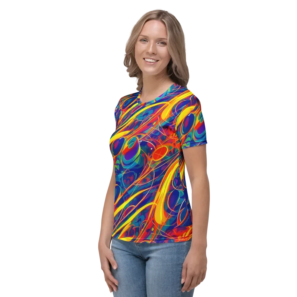 Abstract Blaze on Women's Crew Neck T-Shirt — Left