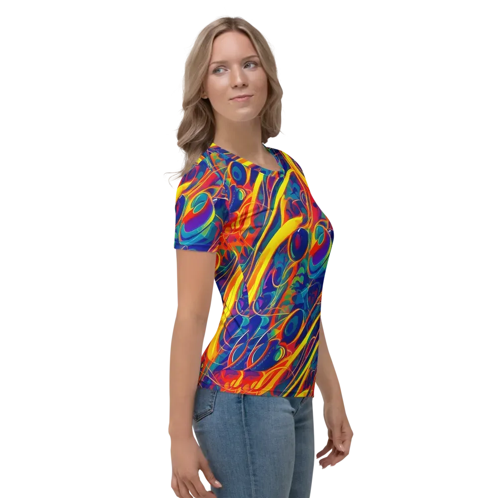 Abstract Blaze on Women's Crew Neck T-Shirt — Right