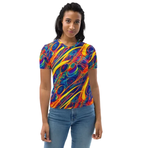 Abstract Blaze on a Women's Crew Neck T-Shirt