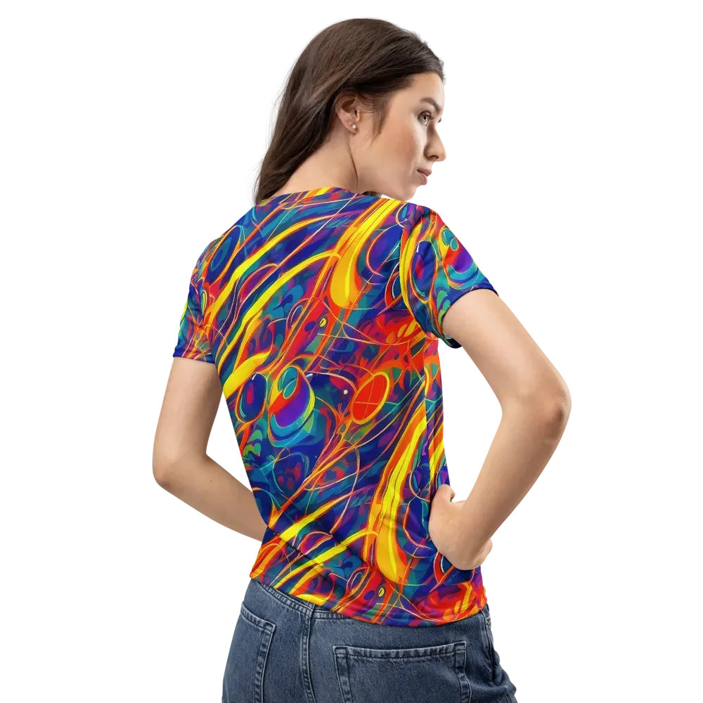 Abstract Blaze on Women's Crew Neck T-Shirt — Back