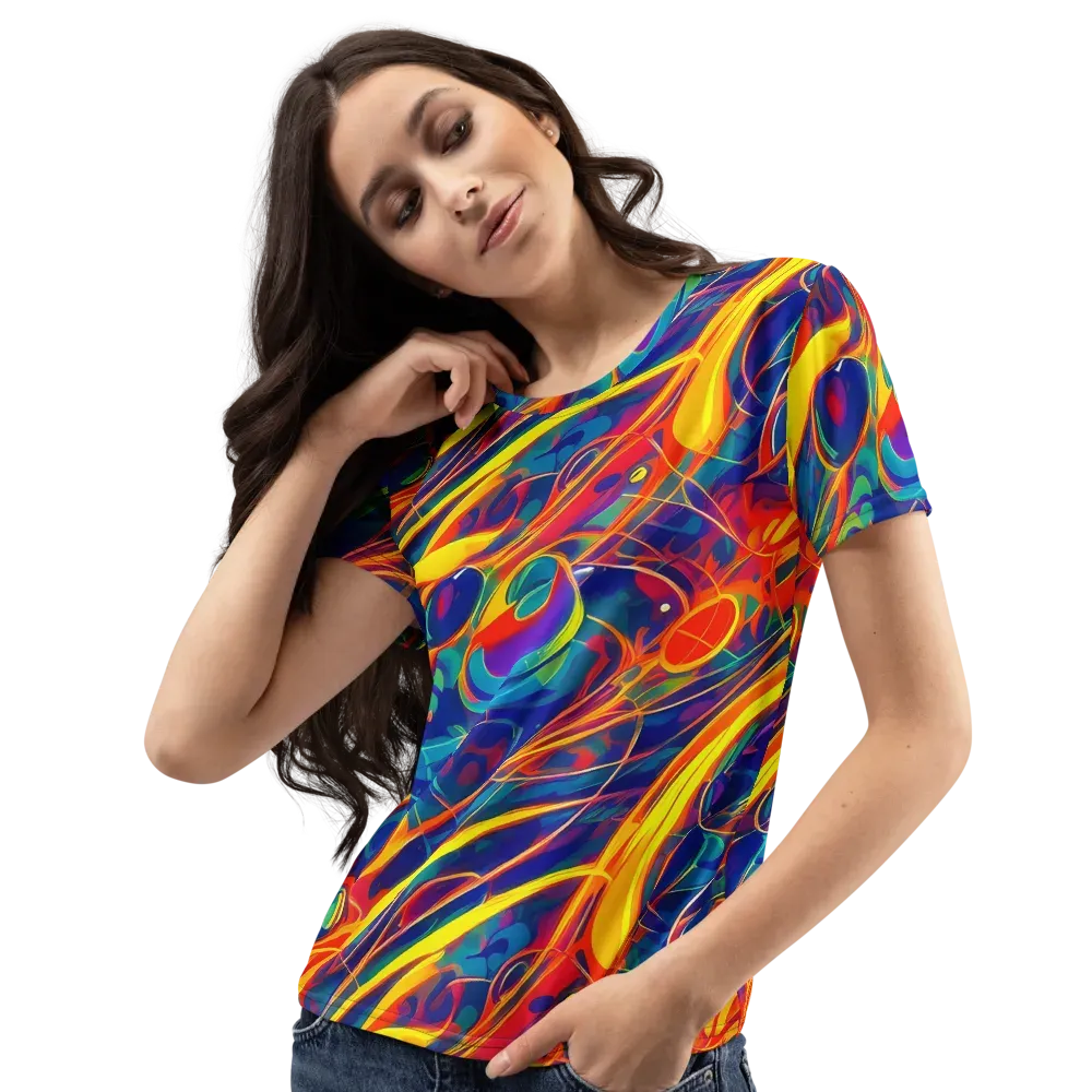 Abstract Blaze on Women's Crew Neck T-Shirt — Left Front