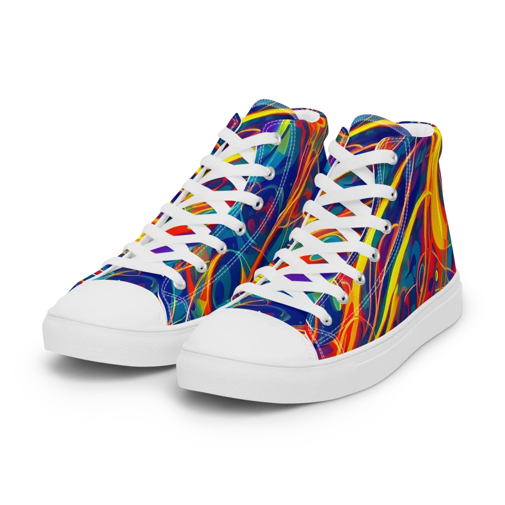 Abstract Blaze on Women's High Top Canvas Shoes — Left Front