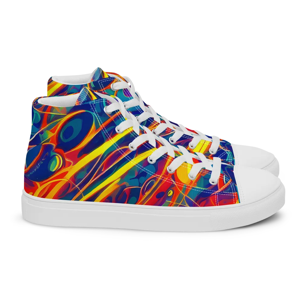 Abstract Blaze on Women's High Top Canvas Shoes — Right