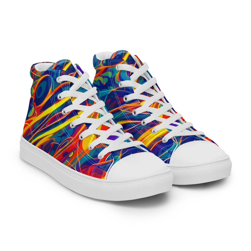 Abstract Blaze on Women's High Top Canvas Shoes — Right Front