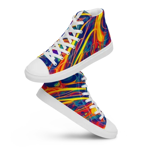 Abstract Blaze on a Women's High Top Canvas Shoes