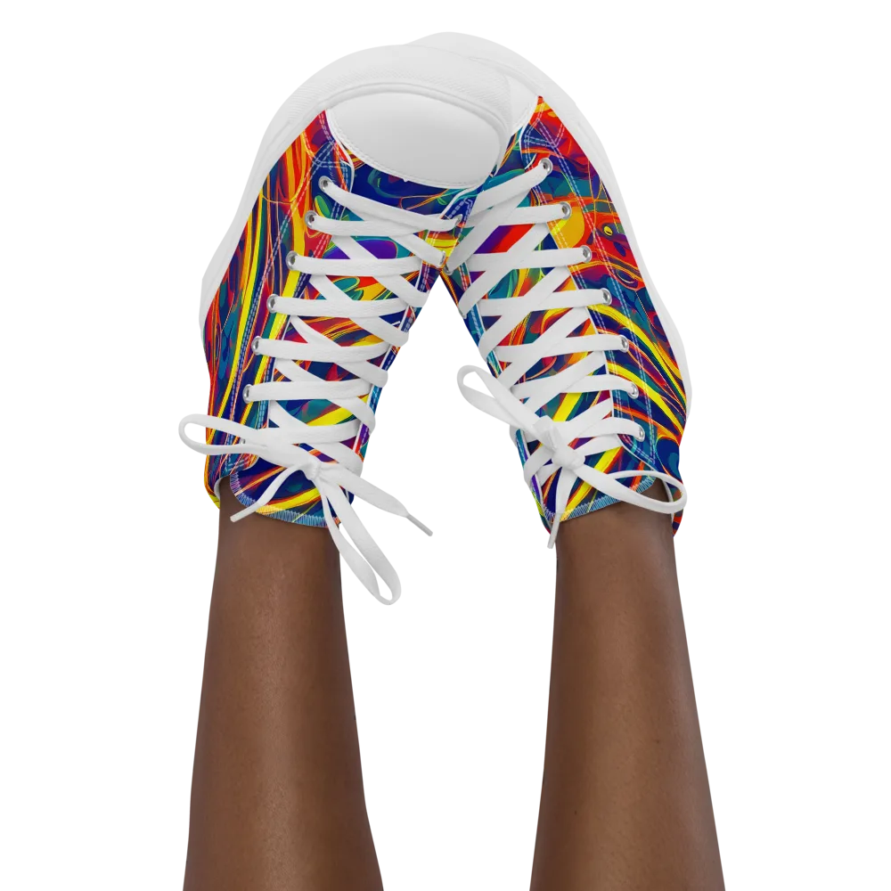 Abstract Blaze on Women's High Top Canvas Shoes — Front
