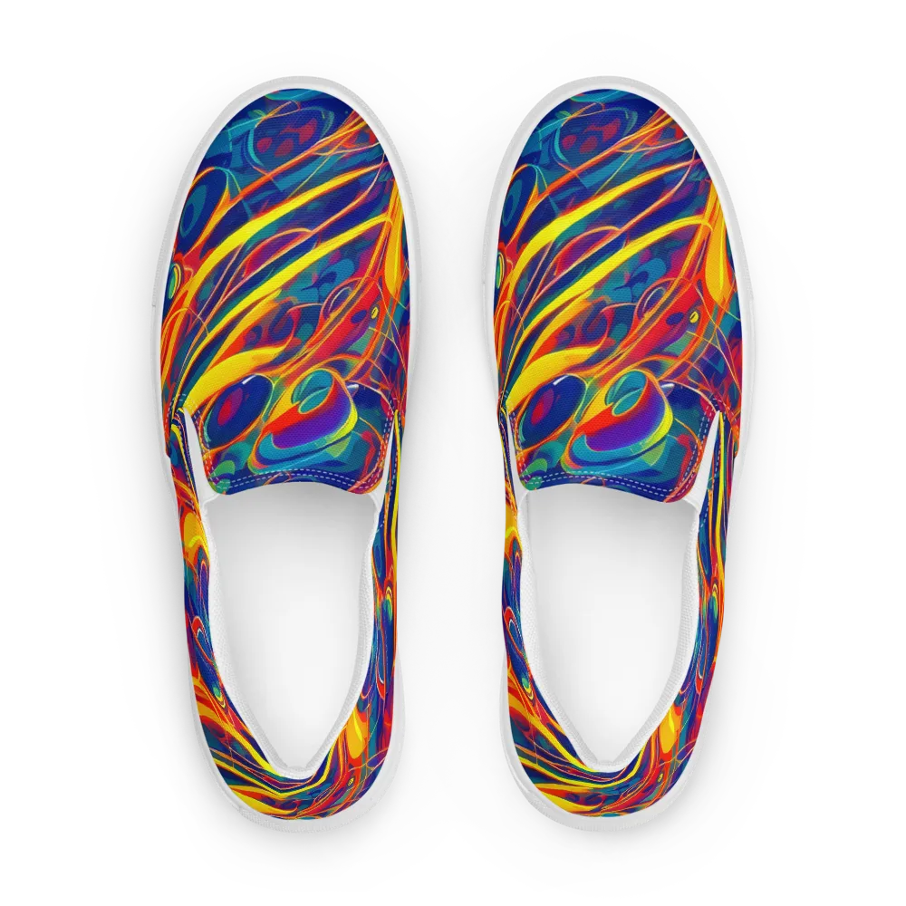 Abstract Blaze on Men's Slip-On Canvas Shoes — Front