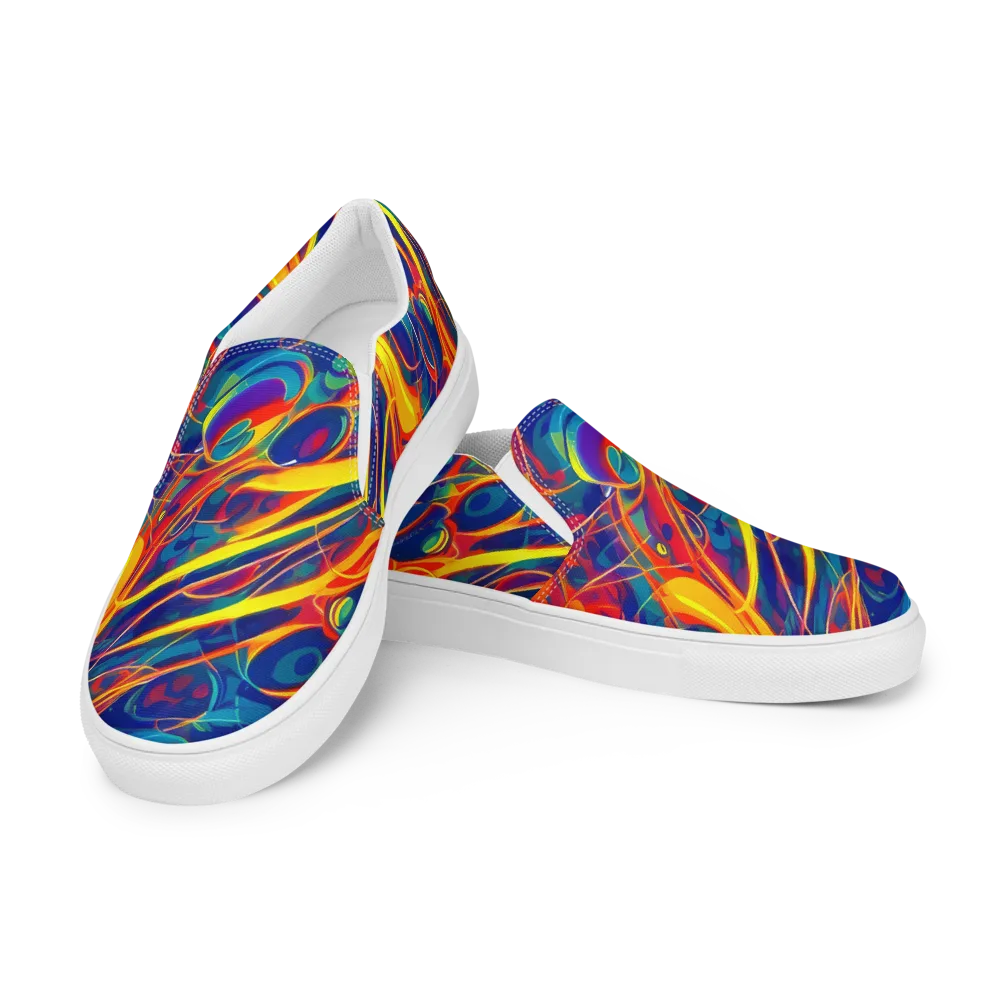 Abstract Blaze on Men's Slip-On Canvas Shoes — Left Front