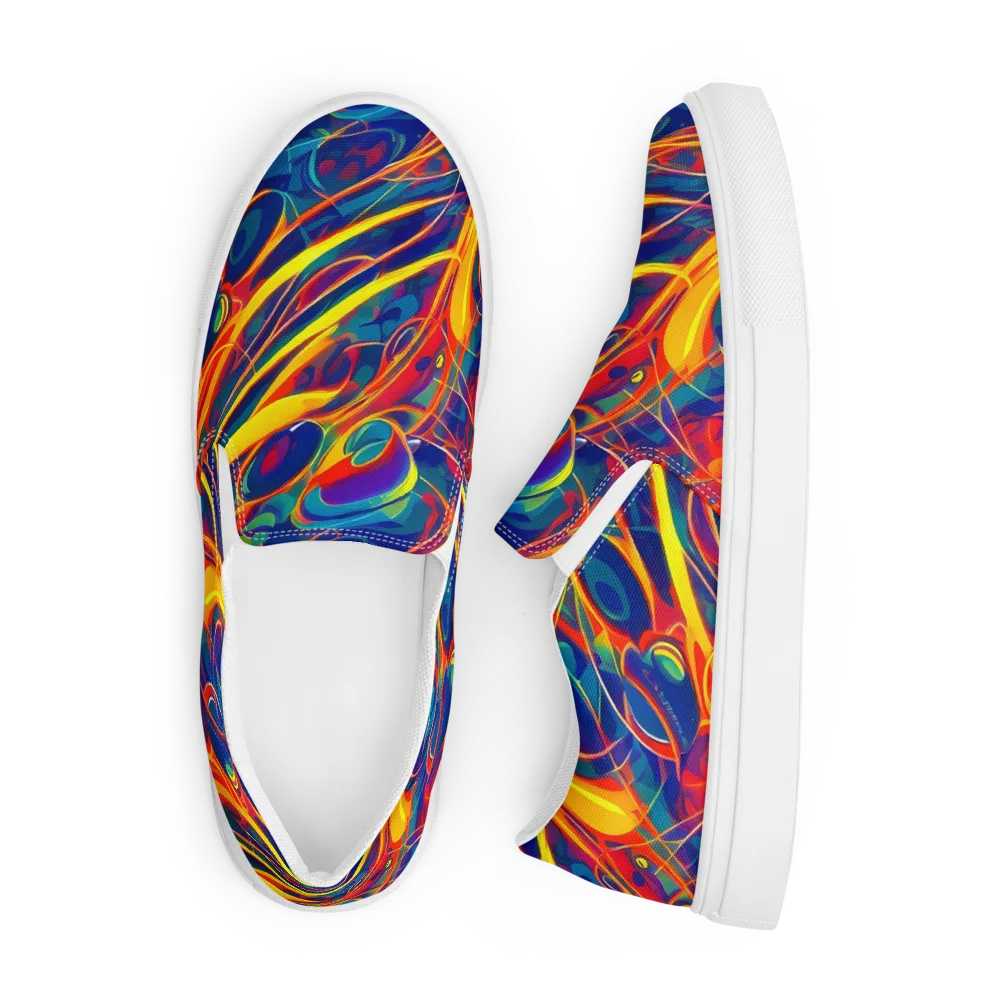 Abstract Blaze on Men's Slip-On Canvas Shoes — Front