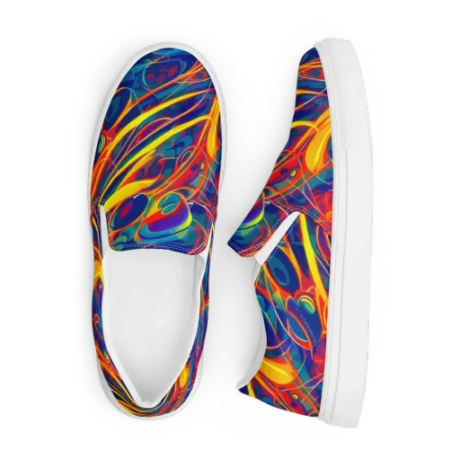 Abstract Blaze on a Men's Slip-On Canvas Shoes