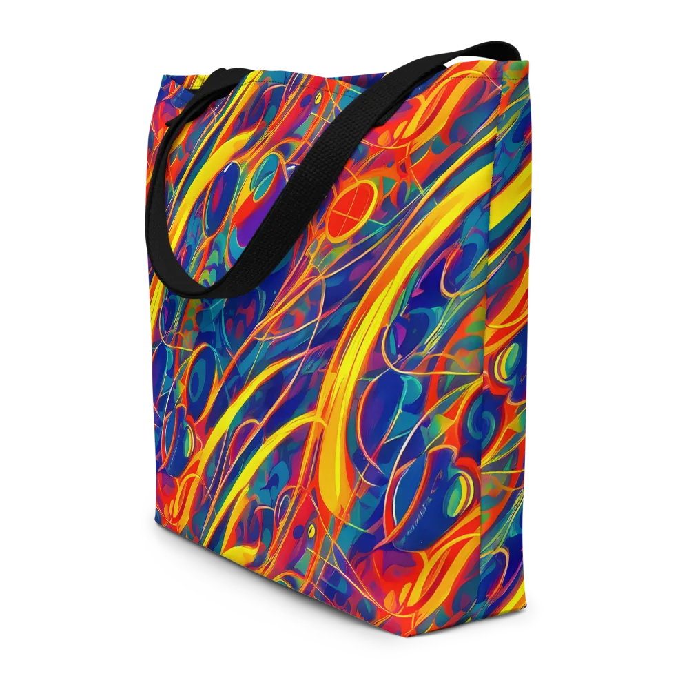 Abstract Blaze on Large Tote Bag W/ Pocket — Front