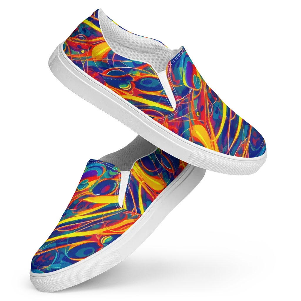 Abstract Blaze on Women's Slip-On Canvas Shoes — Front