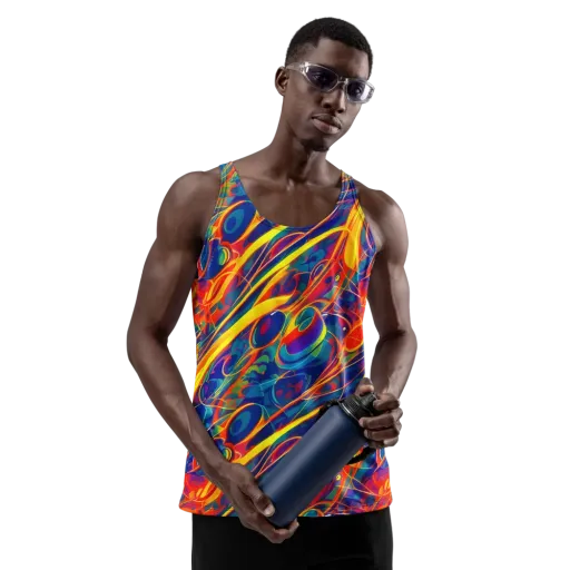 Abstract Blaze on a Men's Tank Top