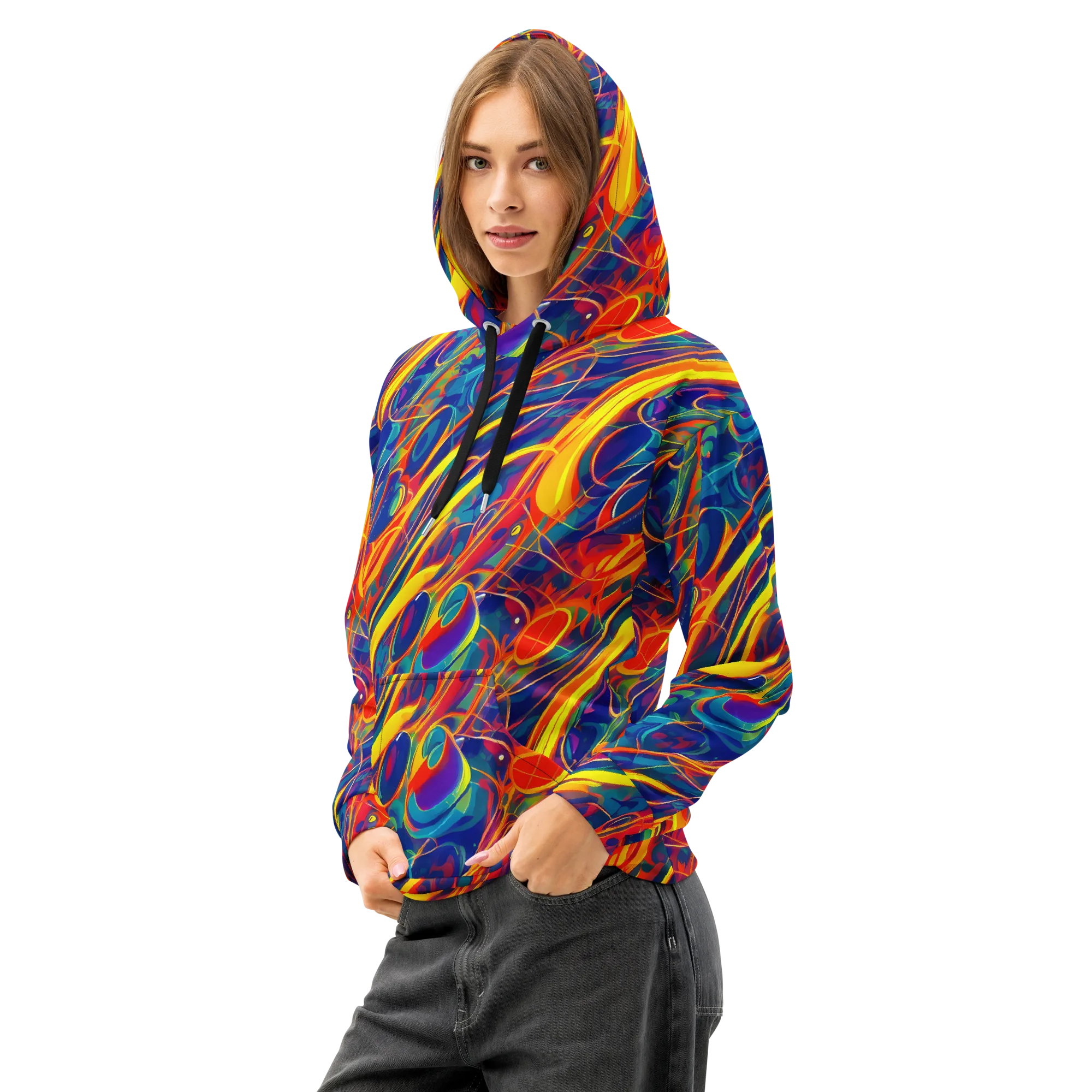 Abstract Blaze on Cotton Hoodie — Left Front