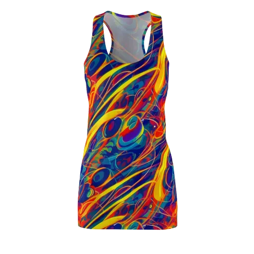 Abstract Blaze on a Racerback Dress