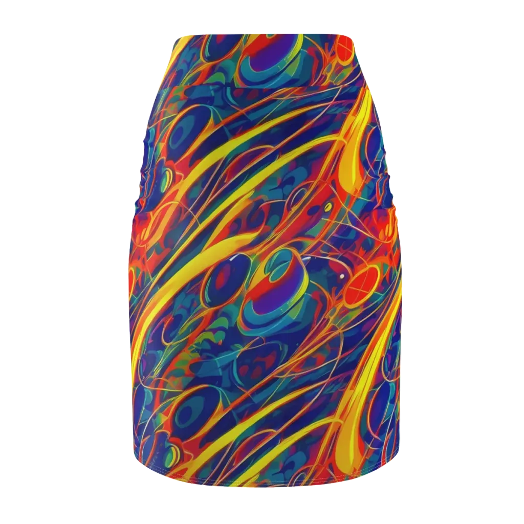Abstract Blaze on Pencil Skirt — Back