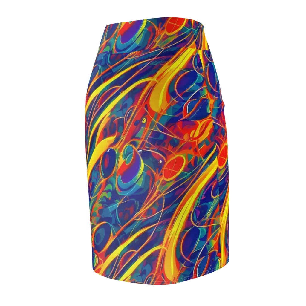 Abstract Blaze on Pencil Skirt — Back Side