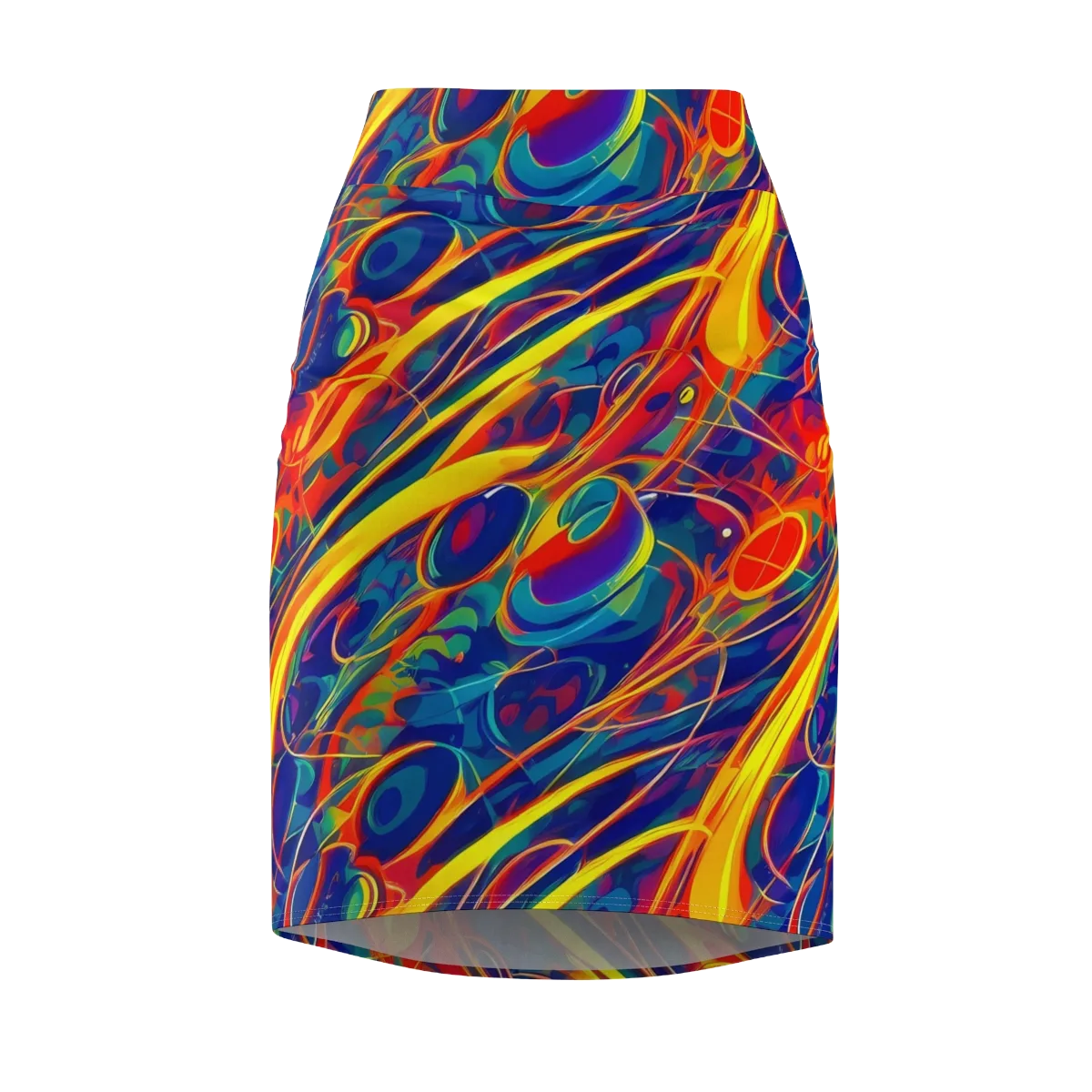 Abstract Blaze on Pencil Skirt — Front