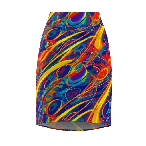Abstract Blaze on a Pencil Skirt