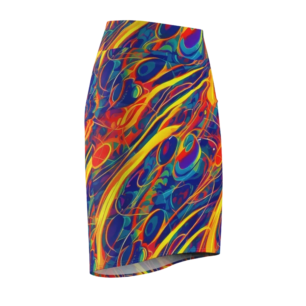 Abstract Blaze on Pencil Skirt — Front Side