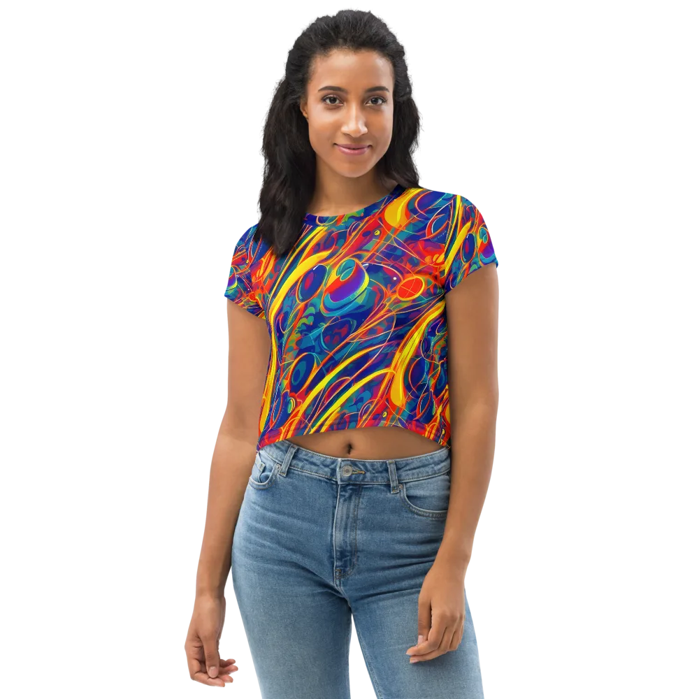 Abstract Blaze on Crop Tee — Front