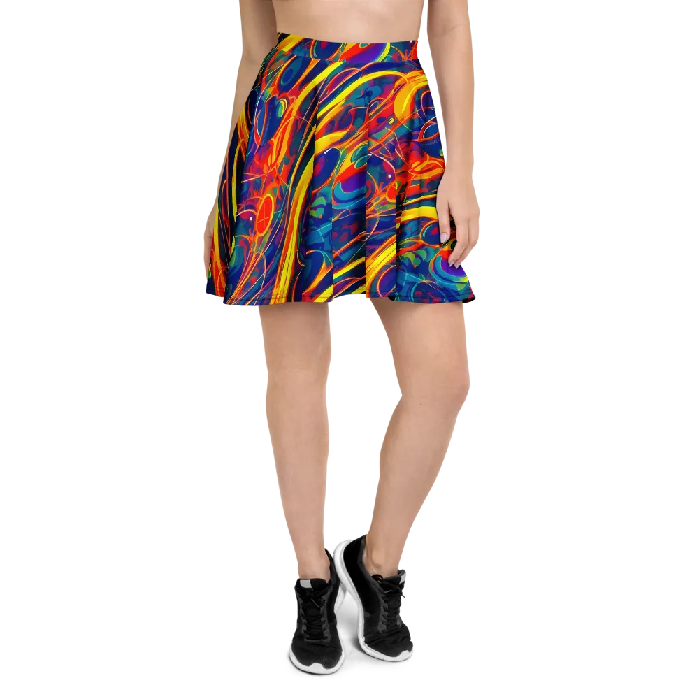 Abstract Blaze on Skater Skirt — Front