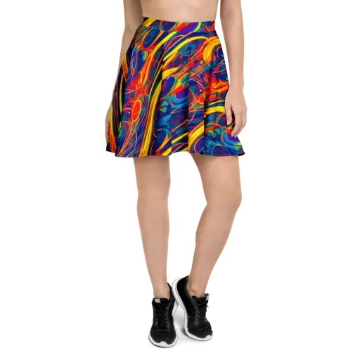 Abstract Blaze on a Skater Skirt