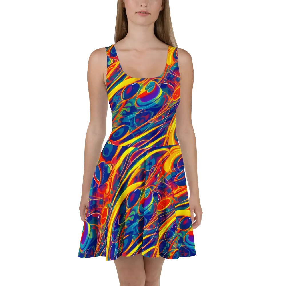 Abstract Blaze on Skater Dress — Front