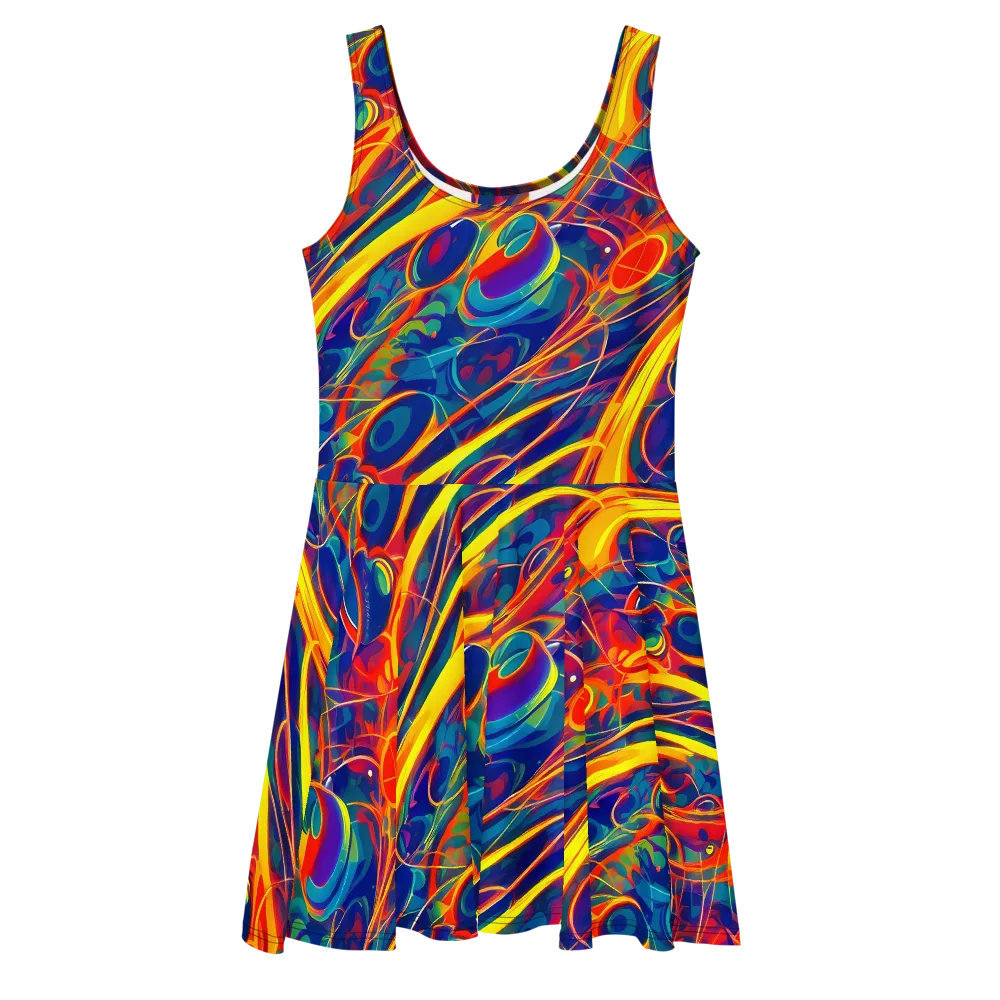 Abstract Blaze on Skater Dress — Front