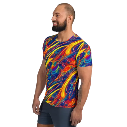 Abstract Blaze on a Men's Athletic T-Shirt