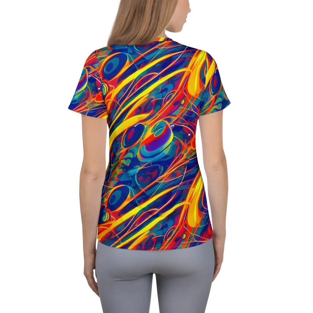 Abstract Blaze on Women's Athletic T-Shirt — Back